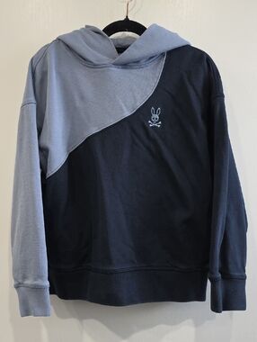 Psycho Bunny Navy and Light Blue Two-Tone Hooded Sweatshirt Hoodie